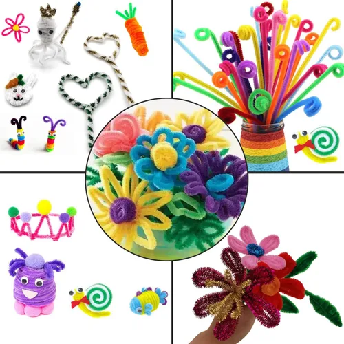 Miniatura 5 de Cldamecy 100 limpiadores de tuberías de color verde con 20 ojos meneantes, tallos de felpilla para artes y manualidades, proyectos de bricolaje