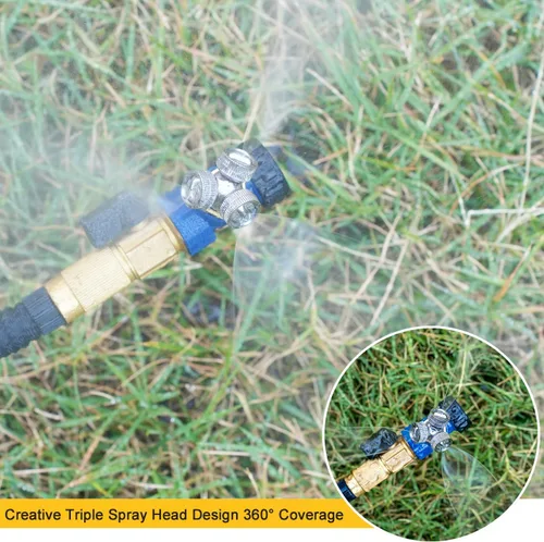 Miniatura 3 de ESOW Aspersor de metal con espigas de nebulización, paquete de 2, estaca de riego suave de 3 cabezales, espray fino de 360° para cama de flores