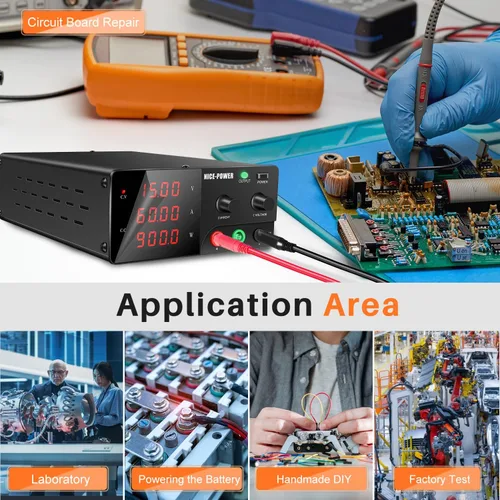 Miniatura 8 de NICE-POWER Fuente de alimentación de CC variable, fuente de alimentación de banco de alta potencia de 15V 60A 900W con perilla de codificador