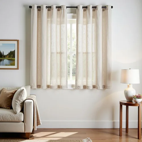 Miniatura 44 de jinchan Cortinas de 108 pulgadas Mezcla de Lino de Lino Semi Transparentes Filtrado de Luz y Resplandor Cortinas Extra Largas para Sala de Estar