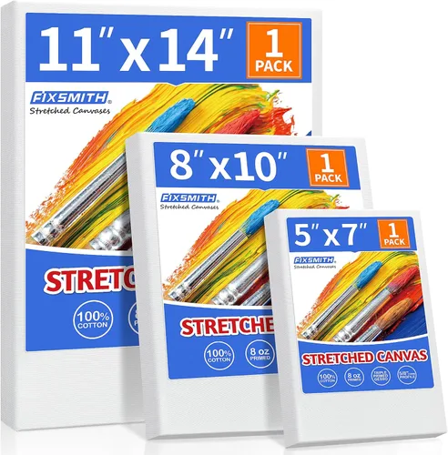 Miniatura 36 de FIXSMITH Lienzo blanco estirado de 12 x 16 pulgadas, paquete a granel de 8, imprimado, 100 % algodón, perfil de 5/8 pulgadas, paquete de gran valor
