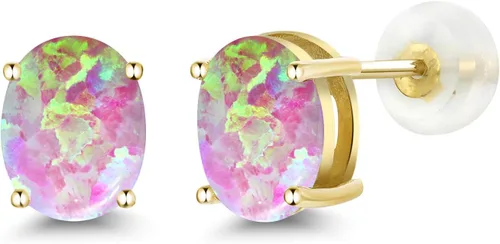 Miniatura 157 de Gem Stone King Aretes de oro de 14 quilates con piedra natal ovalada de 0.315 x 0.236 in Aretes de oro para mujer