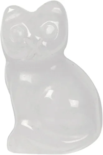 Miniatura 18 de Justinstones Escultura de gato tallada de cristal de cuarzo, estatua de gato de animal gatito de 1.181 in, mini figura de gato sentado de cristal