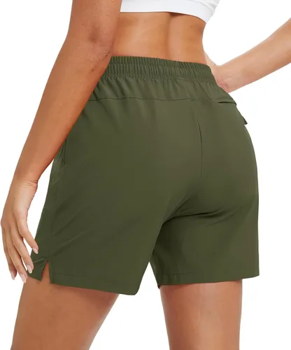 Miniatura 2 de MAGCOMSEN Pantalones cortos de senderismo para mujer de 5 pulgadas, UPF 50+, de secado rápido, ligeros, atléticos, para correr, golf, verano