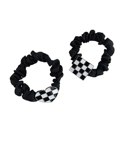 Miniatura 9 de Checkered Plaid Scrunchies Black White Plaid Checkered Hair Scrunchies Checkerboard BW17 (3 Pcs-Large Plaids)