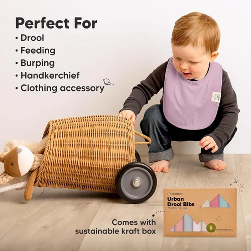 Miniatura 7 de Paquete de 8 baberos orgánicos para niños y niñas, baberos de algodón suave para babear y dentición para bebés niñas y niños, extra absorbentes