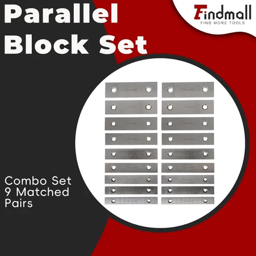 Miniatura 2 de findmall Juego de 9 pares de bloques paralelos de precisión de 1/4 x 6, juego de herramientas de calibre endurecido 0002