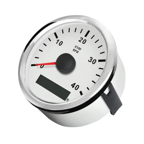 Miniatura 8 de ELING Tacómetro medidor de RPM con medidor de horas para coche, camión, barco, yate, 0-4000 rpm, 3.346 in con retroiluminación Blanco y acero