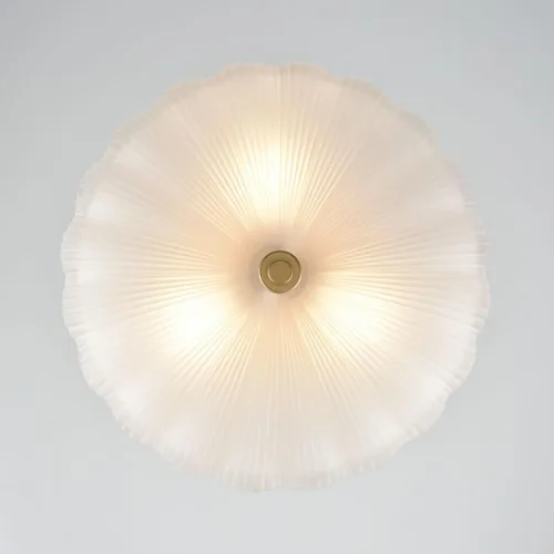 Miniatura 4 de DIRYZON Lámpara de techo semiempotrada de 12 pulgadas, luces de techo modernas, lámpara de techo de latón de 3 luces con vidrio esmerilado