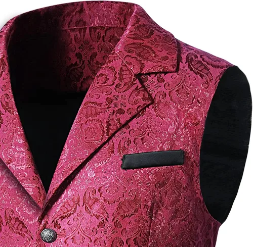 Miniatura 4 de chmakmt Chaleco victoriano steampunk gótico estampado de cachemir con cuello en V y cuello en V para hombre