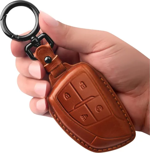 Miniatura 11 de Tukellen Funda para Llavero de Cuero Genuino Smart Key Holder Sleeve Compatible con 2021-2026 Chevy Chevrolet Colorado Equinox Silverado GMC Canyon