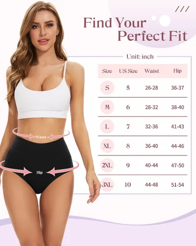 Miniatura 5 de Sunm Boutique Ropa interior de algodón para mujer, de cintura alta, cobertura completa, bragas, talla grande, paquete de 3457