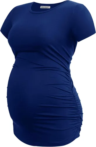 Miniatura 78 de Smallshow - Camiseta de maternidad para mujer, diseño de lados fruncidos, tipo túnica, prendas para el embarazo