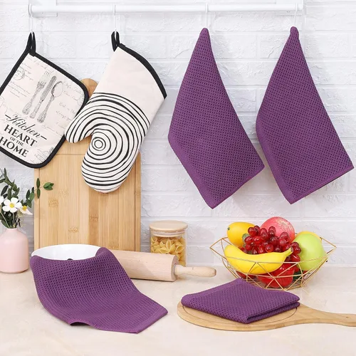 Miniatura 180 de Homaxy Trapos de cocina de 100% algodón, tejido de punto gofre, ultrasuaves, absorbentes y de secado rápido, 12 x 12 pulgadas, paquete de 6, blanco