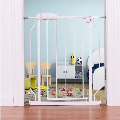 Miniatura 17 de ALLAIBB - Puerta de seguridad extra ancha con montaje a presión para niños, con pasillo para niños pequeños, niños, mascotas y perros, tensión Blanco