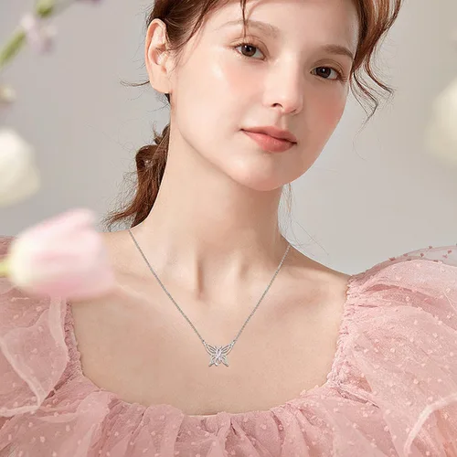 Miniatura 3 de Freesloth Collares de mariposa para mujer de plata de ley 925 con dije de mariposa, collar de mariposa, regalos para niñas