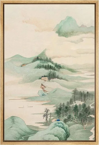 Miniatura 41 de NWT Impresión en lienzo enmarcado para pared, acuarela, grullas, pájaros volando, naturaleza salvaje, ilustraciones de arte moderno decorativo
