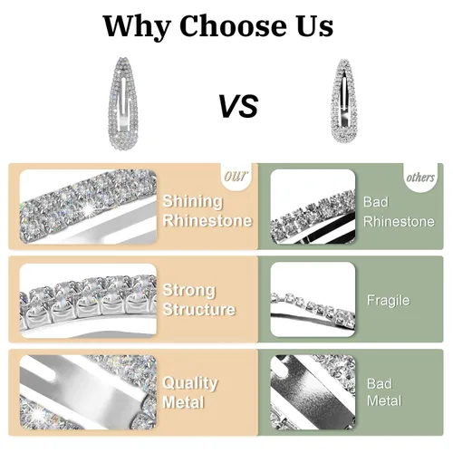 Miniatura 3 de KANPRINCESS Pinza para el pelo, 2 piezas de diamantes de imitación de 2.4 pulgadas, color plateado, pasadores de pelo para mujeres y niñas, novia