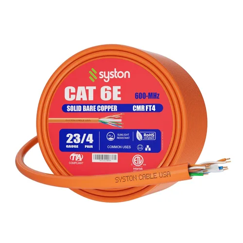 Miniatura 25 de Syston Cable Technology Cable de Internet Ethernet Cat6e – 10 pies, 600 MHz 23AWG de alambre de cobre sólido desnudo apto