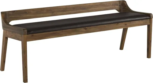Miniatura 11 de Rasmus - Banco de comedor de madera de imitación de piel sintética, color marrón