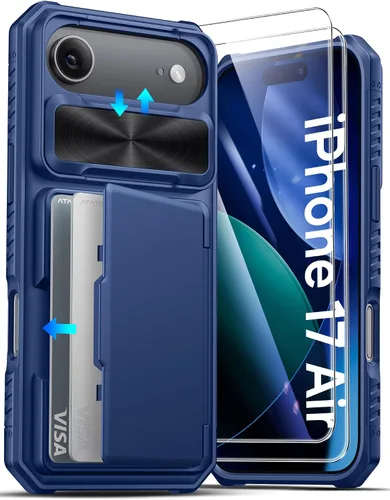 Miniatura 83 de ATATOO Funda para iPhone 17, tarjetero integrado (almacena 3-5 tarjetas) y funda para cámara deslizante y bloqueo RFID, protección de grado militar