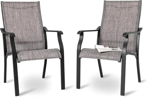 Miniatura 10 de NUU GARDEN Juego de 2 sillas de comedor para patio, sillas de comedor al aire libre con marco recubierto de polvo, sillas de comedor de metal