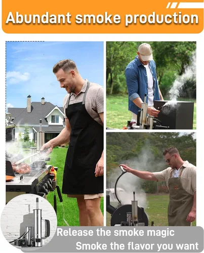 Miniatura 2 de Generador de humo frío para cualquier parrilla, tubo ahumador de acero inoxidable 304, tubo doble para cortar alquitrán para un sabor no graso