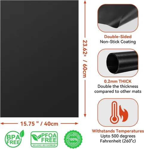 Miniatura 4 de Revestimientos para Horno para la Parte Inferior del Horno, Paquete de 2 Alfombrillas de Horno de Teflón Reutilizables Grandes Gruesas de Servicio