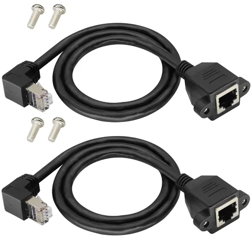 Cable de extensión de red LAN RJ45 en ángulo descendente de 90° Cat6 RJ45 de 90 grados macho a hembra blindado para red Ethernet Cable de extensión