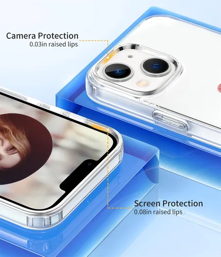 Miniatura 3 de ZQWY Funda compatible con iPhone 14/iPhone 13, estética transparente con diseño con protector de pantalla, protector de lente de cámara, a prueba