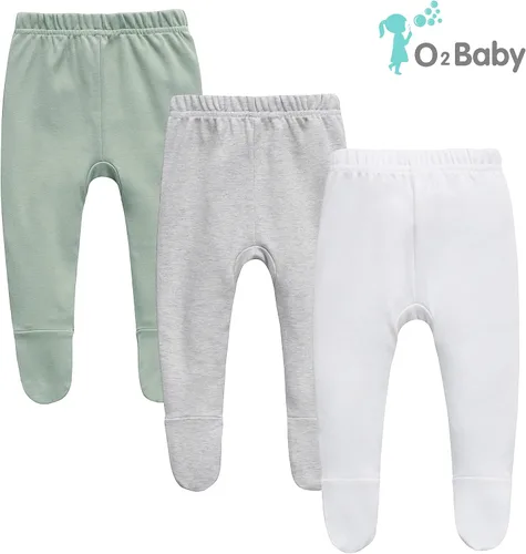 Miniatura 2 de O2 BABY Pantalones deportivos unisex de algodón orgánico para bebé, paquete de 3 unidades, leggings para recién nacidos