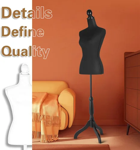 Miniatura 9 de HOMBOUR Cuerpo de maniquí femenino, torso de maniquí de costura, forma de vestido ajustable de 52 a 67 pulgadas de altura con soporte de trípode