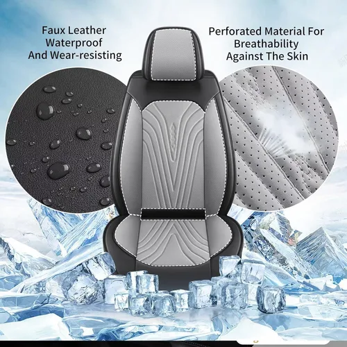 Miniatura 5 de DISUTOGO Juego completo de fundas de asiento de automóvil para Kia Seltos 2021-2024, de piel sintética, transpirable, impermeable, fundas de asiento