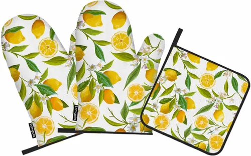 Miniatura 18 de Juego de manoplas de horno y soportes para ollas de hojas verdes, palmeras tropicales, exóticas, resistentes al calor, 3 piezas para cocinar