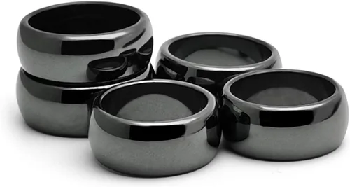 Miniatura 19 de Morchic - Anillos unisex de piedras de hematita, para equilibrar ansiedad, chakra raíz, (paquete de tamaños mixtos)