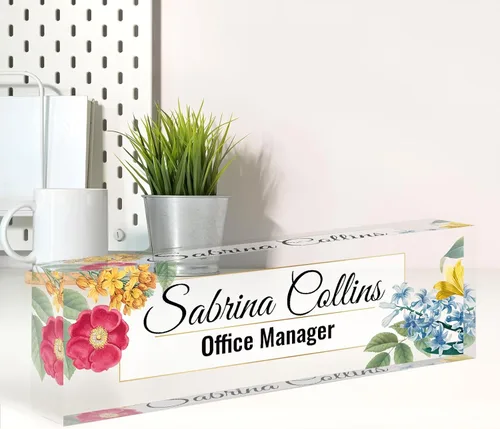 Miniatura 20 de Placa de nombre personalizada para escritorio, placa de nombre de escritorio personalizada, decoración de oficina para mujeres y hombres, accesorios