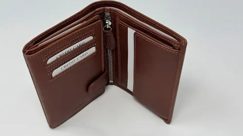 Miniatura 2 de DiLoro Cartera plegable de cuero genuino de grano completo con bloqueo RFID para hombre con moneda de identificación y compartimento seguro