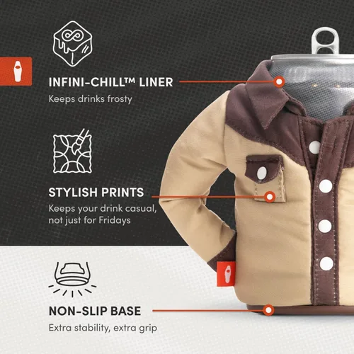 Miniatura 6 de Puffin - The Howdy Cowboy Shirt - Enfriador de latas aislado de 12 oz I Aislante de botellas de cerveza y latas de refrescos, mantiene las bebidas