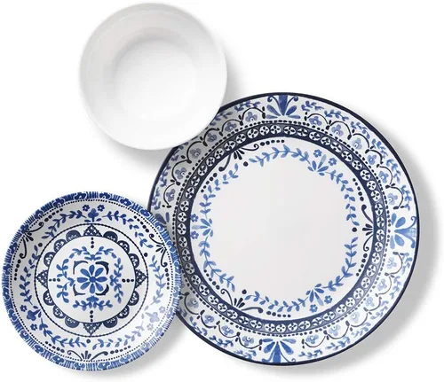 Miniatura 4 de Corelle Vitrelle - Juego de vajilla de 18 piezas para 6 personas, vidrio de triple capa y resistente a las astillas, juego de platos y cuencos
