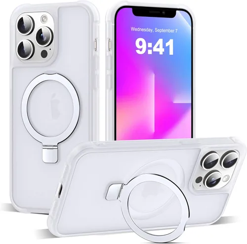 Miniatura 92 de SKYLMW – Funda compatible con iPhone 12 Pro Max y iPhone 13 Pro Max con soporte magnético invisible tipo anillo, fundas translúcidas para teléfonos