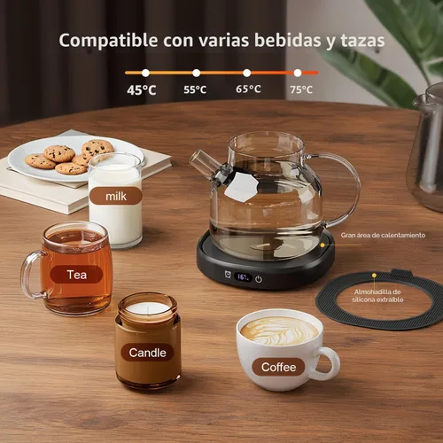 Miniatura 6 de You're Awesome Juego de Calentador de Tazas de Café, Calentador de Tazas de Café Eléctrico Inteligente para Escritorio de Oficina, 4 Ajustes