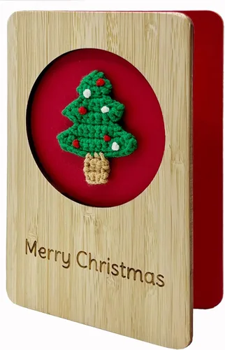 Miniatura 27 de 67 divertidas tarjetas de madera de Navidad, Ho Merry Chaos‑Mas, interior rojo en blanco para mensaje personalizado, regalo para familiares