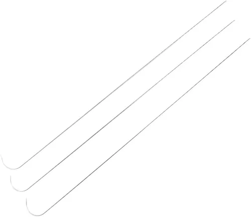 Agujas giratorias de cuentas de acero inoxidable, agujas de cuentas finas, fabricación de joyas, agujas curvadas para cuentas giratorias (3 piezas A)