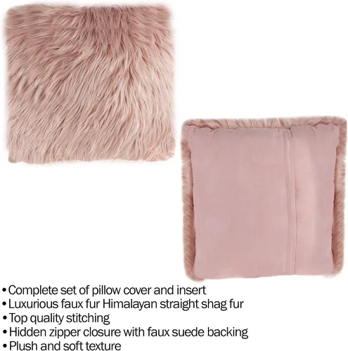 Miniatura 3 de Lavish Home - Juego de 22 almohadas de felpa cuadradas de lujo y fundas de almohada glamorosas para dormitorio o sala de estar (rosa)