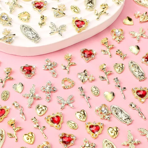 Miniatura 3 de COOSLIM 2 cajas de aretes de acero para verano, perlas de metal, gemas para uñas, conchas doradas, estrellas de mar, aleación de caballito de mar