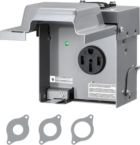 SURAIELEC Caja de Salida de Energía para RV de 50 Amperios, 125V/250V NEMA 14-50R Toma Eléctrica para RV Cerrada con Cerradura, Caja de Energía