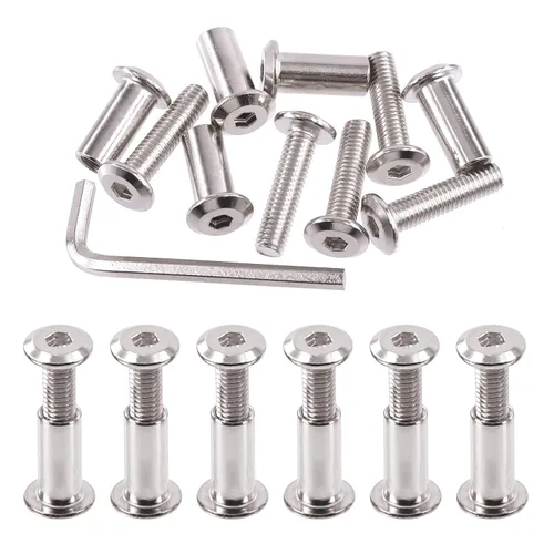 Miniatura 15 de Swpeet Kit Surtido de 25 Piezas de Tornillos de Encuadernación Plateados Chapados en Níquel M6x16mm con Cabeza Hexagonal de Casquillo, Pernos