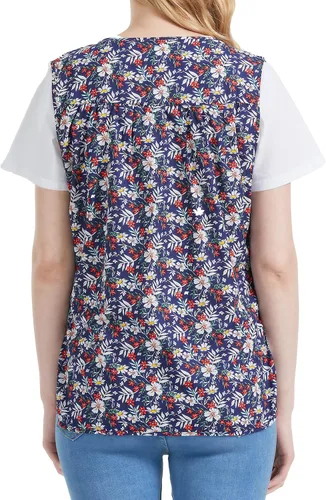 Miniatura 5 de Nanxson Delantal de zapatero para mujer con 2 bolsillos de parche, babero estampado de algodón, bata con botones para cocina de chef de trabajo
