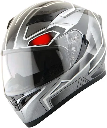 Miniatura 14 de 1Storm Casco de motocicleta para bicicleta de calle con doble visera/visera solar, casco completo con luz trasera LED: Negro mate Z LED negro mate