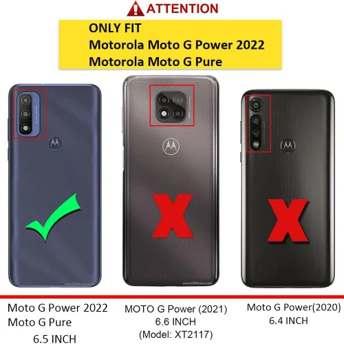 Miniatura 2 de Compatible con Moto G Pure 2021 Slim Shell Funda resistente a prueba de golpes de cuerpo completo con vidrio templado, funda para teléfono